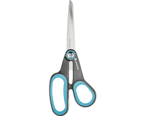 Zahradní nůžky s plastovými rukojeťmi a ocelovými čepelemi značky Gardena