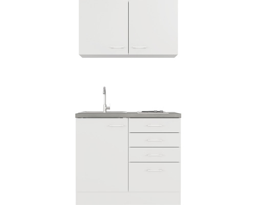 Kuchyňská linka s dřezem, baterií, spodní skříňkou, zásuvkami a horní skříňkou