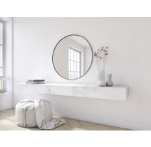 Kulaté zrcadlo do koupelny Round Line Ø 80 cm v hnědém rámu-thumb-1