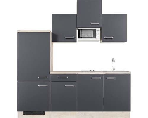 Kuchyňská linka s dřezem, mikrovlnnou troubou a skříňkami