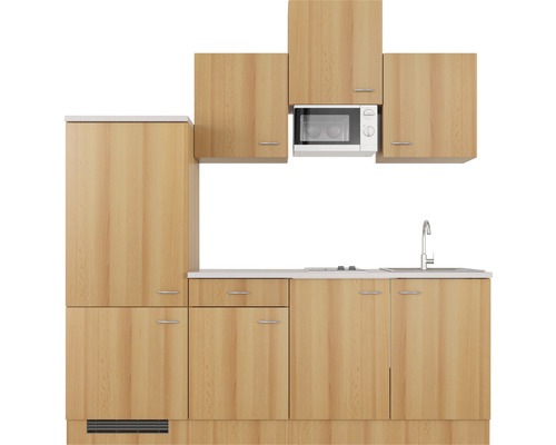 Kuchyňská linka se spodními skříňkami, horními skříňkami a mikrovlnnou troubou