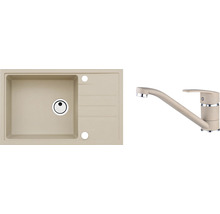 Granitový dřez s baterií ALVEUS Intermezzo 130 Beige 55 780x480 mm + baterie Nina SETA014