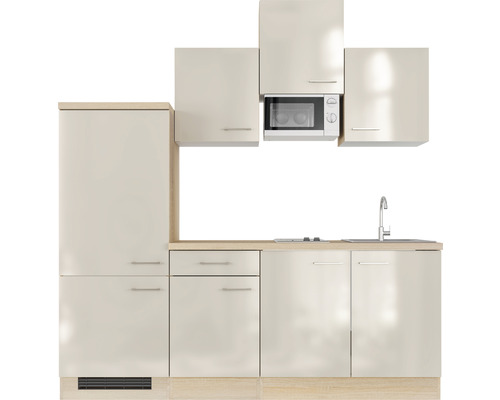 Kuchyňská linka s dřezem, baterií, mikrovlnnou troubou a skříňkami