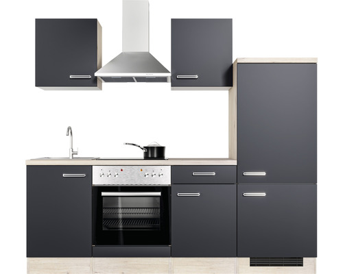 Kuchyňská linka s dřezem, varnou deskou, troubou, digestoří a skříňkami