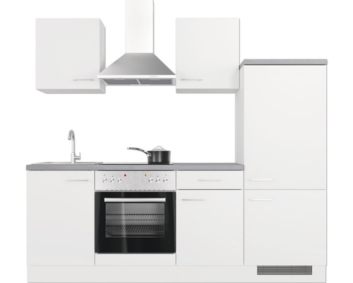 Kuchyňská linka s dřezem, sporákem, troubou, digestoří a skříňkami