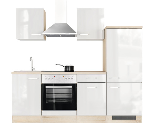 Kuchyňská linka s dřezem, varnou deskou, troubou, digestoří a skříňkami