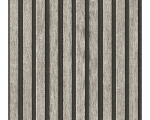 Vliesová tapeta Wooden Wall 391092 šedá, černá 0,53 x 10,05 m Tapeta se vzhledem dřeva a svislými pruhy