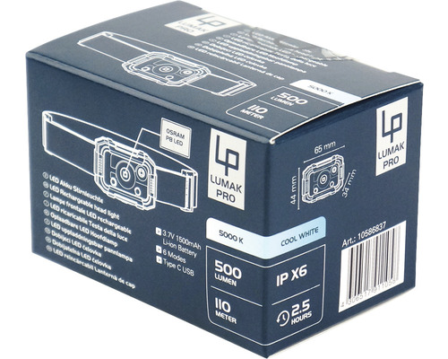 Balení LED nabíjecí čelovky Lumak Pro