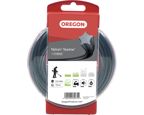 Struna do sekačky OREGON Nylium 2,4 mm x 15 m hvězdicová Oregon Nylium Starline strunová hlava, průměr 2,4 mm a délka 15 m