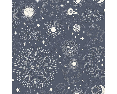 Vliesová tapeta 103246112 Abstraktní 10,05x0,53 m Ilustrace se sluncem, měsícem, hvězdami, mraky, planetami a okem