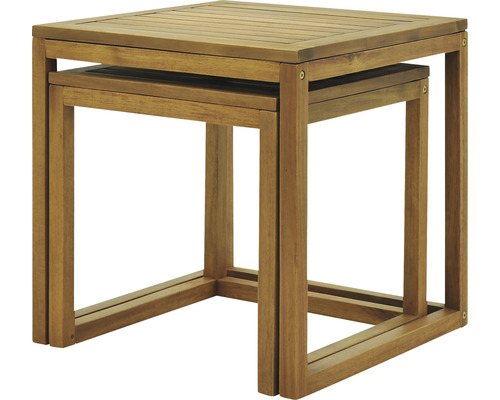 Dva čtvercové odkládací stolky z dřeva