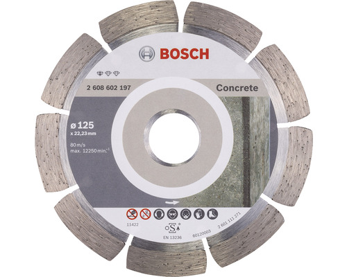 Diamantový řezný kotouč na beton Bosch Standard for Concrete 125x22,23x1,6 mm Brusný kotouč Bosch na beton o průměru 125 mm