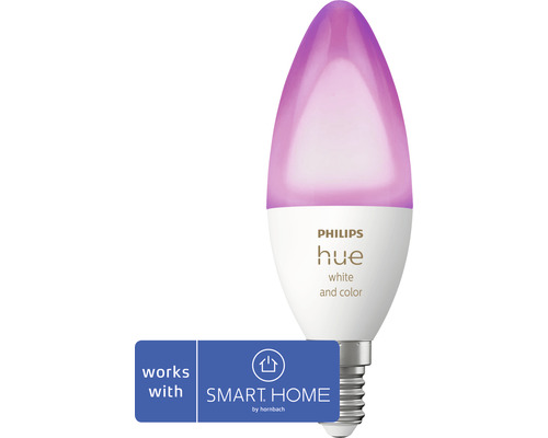 LED žárovka Philips HUE 8719514356610 B39 E14 / 5,3 W(40W) 320 lm 2200 - 6500 K stmívatelná Žárovka Philips Hue s paticí E14 a označením Smart Home by Hornbach