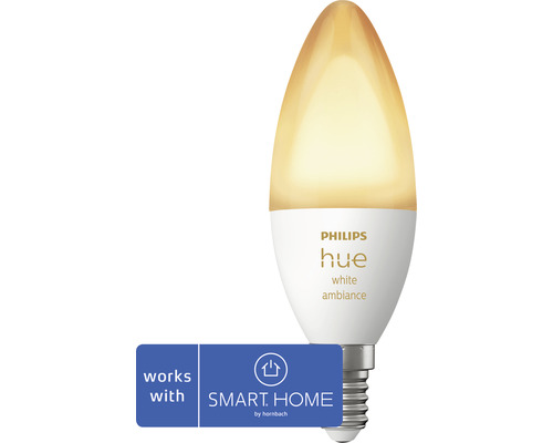 LED žárovka Philips HUE 8719514356658 WHITE AMBIANCE E14 4W 320lm 2200-6500K stmívatelná - kompatibilní se SMART HOME by hornbach Žárovka Philips Hue White Ambiance E14 LED