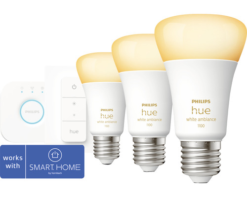 Startovací sada Philips HUE 8719514291232 - bridge+stmívač+3x LED žárovka HUE White Ambiance A60 8W/75W 1100lm 2200-6500K kompatibilní se SMART HOME by hornbach-0