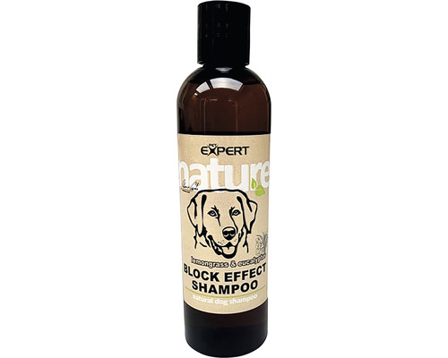 Šampon pro psy Block Effect nature PET EXPERT 250 ml Láhev psího šamponu s citronovou trávou a eukalyptem