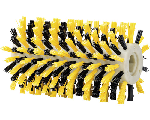 Válcový kartáč se žlutými a černými štětinami
