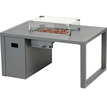 Plynový ohnivý stůl Buschbeck se skleněným nástavcem a lávovými kameny