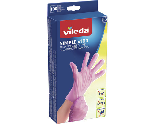 Jednorázové rukavice Vileda Simple M/L, 100 ks