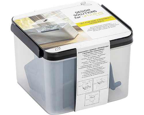 Sada pro pěstování sazenic s příslušenstvím v průhledné nádobě