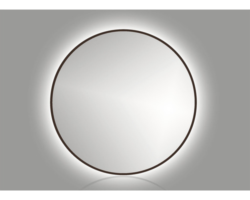 Kulaté LED zrcadlo do koupelny s osvětlením Round line backlight mirror 100 x 100 cm v hnědém rámu R10000RAL8014 IP44_