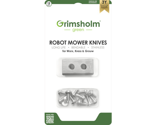 Náhradní nože Grimsholm pro robotické sekačky Worx a LandXcape balení 12 ks