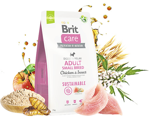 Brit Care suché krmivo pro malá, dospělá psí plemena s kuřecím masem a hmyzem, 7 kilogramů