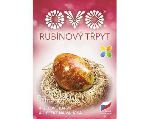 Gelové barvy na vajíčka OVO Efekt rubínový třpyt 4 barvy Balení sady barev na vejce s rubínovým třpytivým efektem