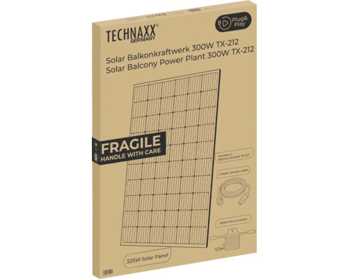 Produktové balení solární balkonové elektrárny Technaxx 300W TX-212