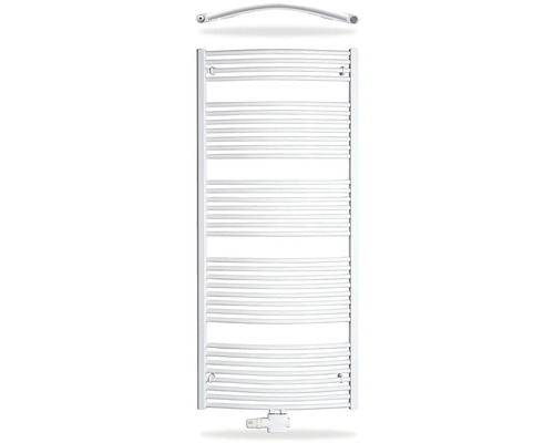 Koupelnový radiátor THERMAL TREND 1850 x 750 x 35 mm připojení 1 dole uprostřed Bílý koupelnový radiátor s termostatem a připojovací sadou