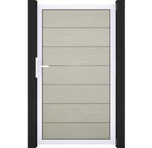 Zahradní branka s horizontální výplní a bílým rámem