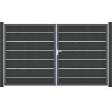 Dvoukřídlá brána s klikou a sloupkem brány