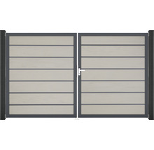 Dvoukřídlá brána z hliníku s horizontálními lamelami