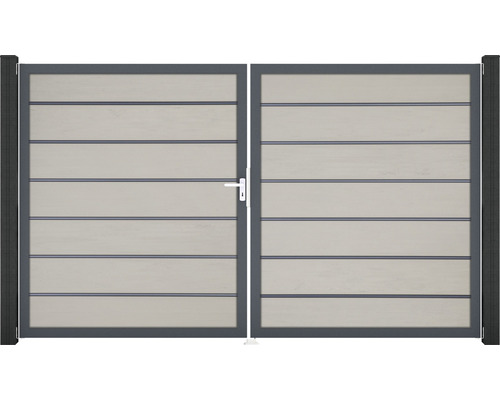 Brána GroJa Flex Grande Premium Dvoukřídlá brána s vodorovnými lamelami a rukojetí