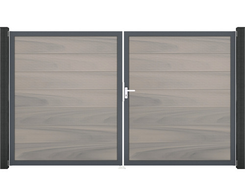 Brána GroJa Flex Grande pravá Dvoukřídlá brána s vodorovnými prkny a kovovým rámem