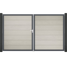 Dvoukřídlá brána s vodorovnými panely a rukojetí