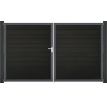 Dvoukřídlá brána z kovu s vodorovnými lamelami