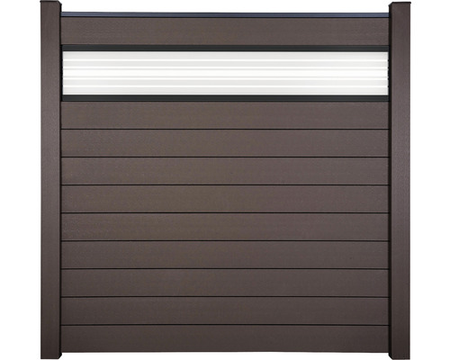 BPC Plotové pole GroJa Flex zás. systém Zahradní plot z hnědých lamel se světelným prvkem