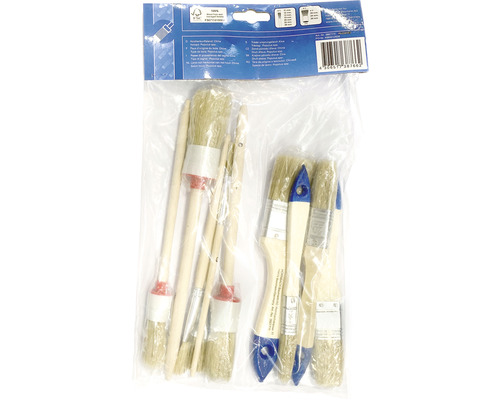 Sada štětců ve fóliovém sáčku, skládající se z plochých štětců a kulatých štětců