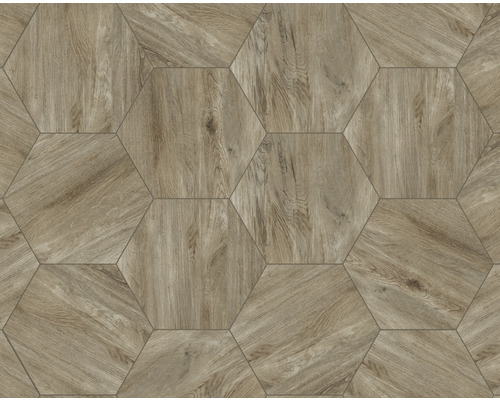 Šestiúhelníkové podlahové dlaždice s vzhledem dřeva