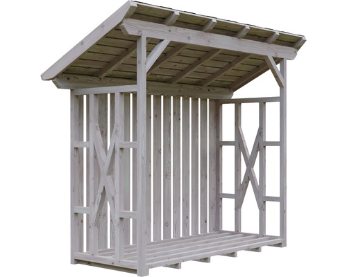 Dřevěný sklad dřeva se střechou