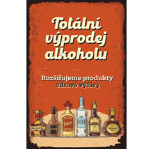 Retro reklamní plakát na lihoviny s různými lahvemi