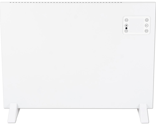 Bílý konvektorový ohřívač s ovládacími prvky