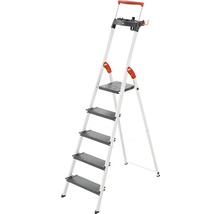 Hliníkový schůdek s pěti stupni a držadlem.