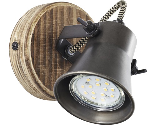 Nástěnné bodové svítidlo z kovu a dřeva