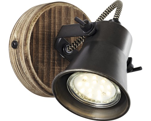 Nástěnné bodové svítidlo s dřevěným držákem a světelnou diodou