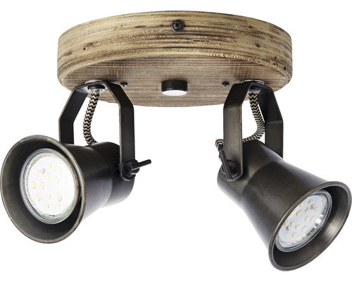 Stropní svítidlo se dvěma reflektory a dřevěnou deskou