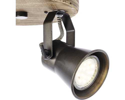 Stropní svítidlo s LED žárovkou a dřevěnou základnou