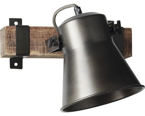 Nástěnné svítidlo z kovu s dřevěným držákem