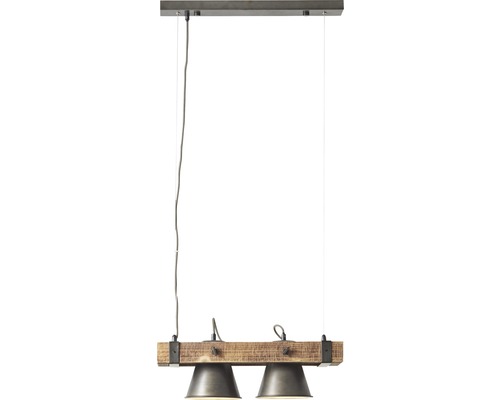 Závěsné svítidlo se dvěma světly, dřevo a kov